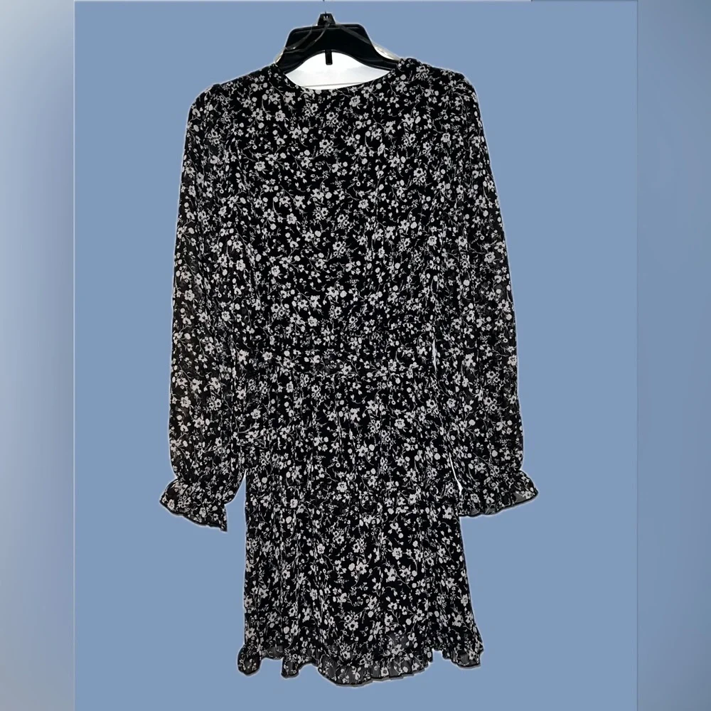 Inspired Hearts Black and White Floral Long Sleeve Dress - Picture 2 of 3